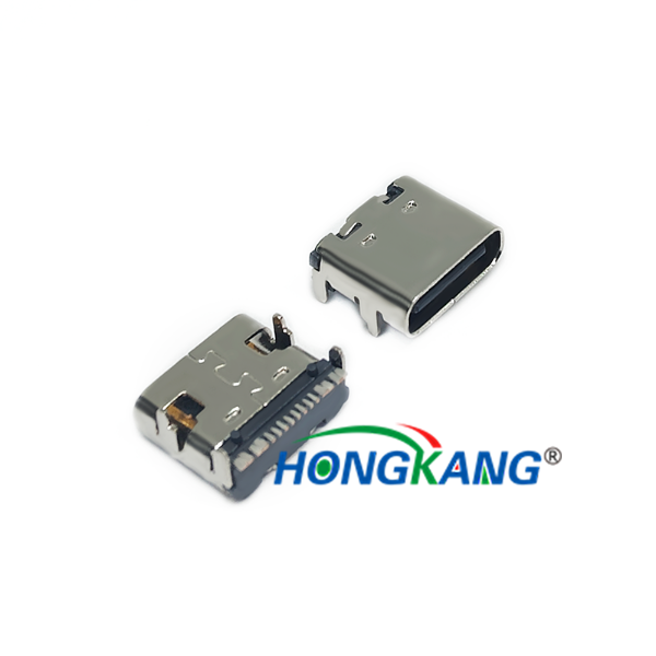 TYPE-C 母座 16PIN 15A大电流 板上四脚插板SMT  L=7.35MM 储能