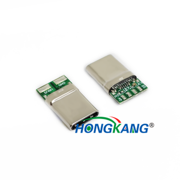 USB3.1 TYPE-C 公头 24PIN L=10.60MM 3.6台阶 大电流10A 6芯带板