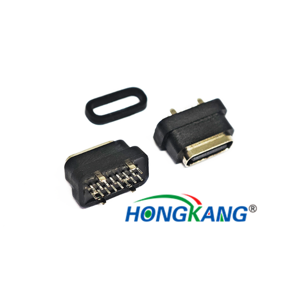 16PIN 防水TYPE C母座 立插 L=7.1